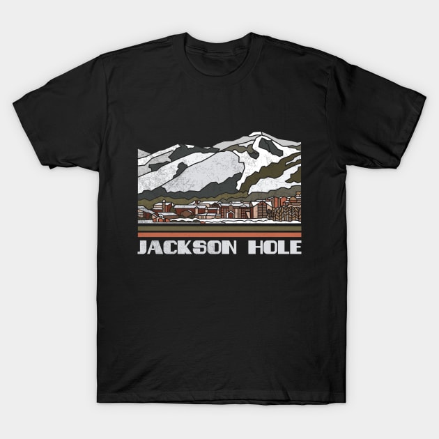 Jackson Hole Ski Resort Alpine Skiing Mountains Winter Outdoor Nature T-Shirt by NickDezArts